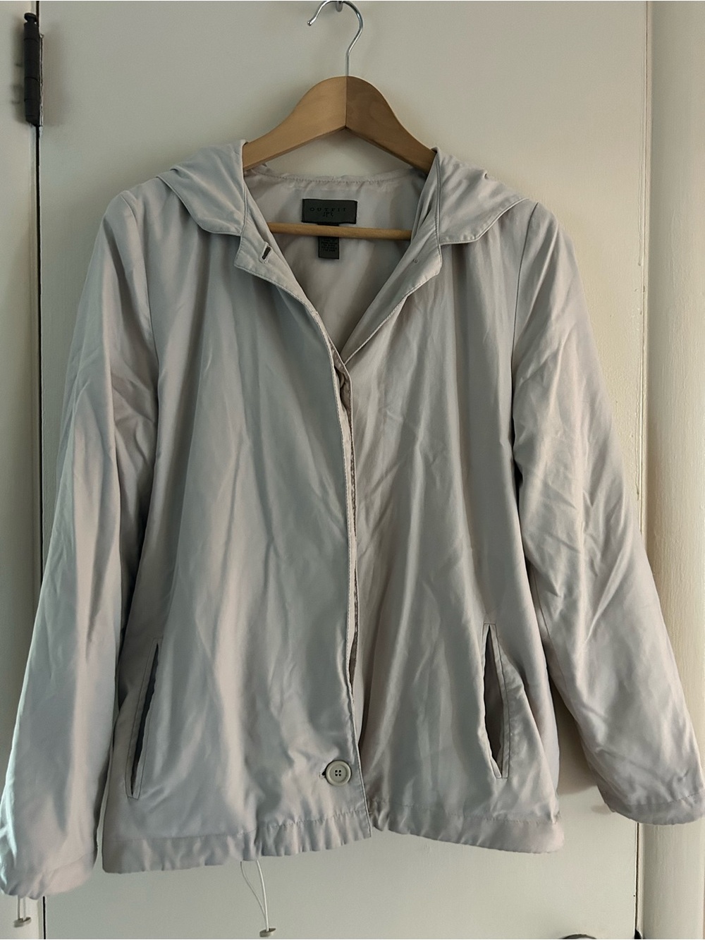 Light Gray/Tan Hooded Jacket — Soft Everyday Layer